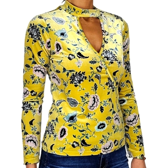 Curren+Project Velvet Top Size Small Yellow Flora - Picture 4 of 7